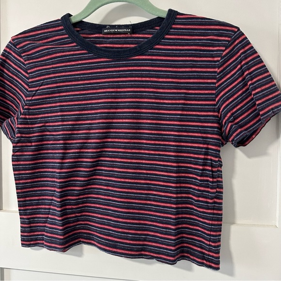 Brandy Melville Striped Cropped Tee - Picture 3 of 5